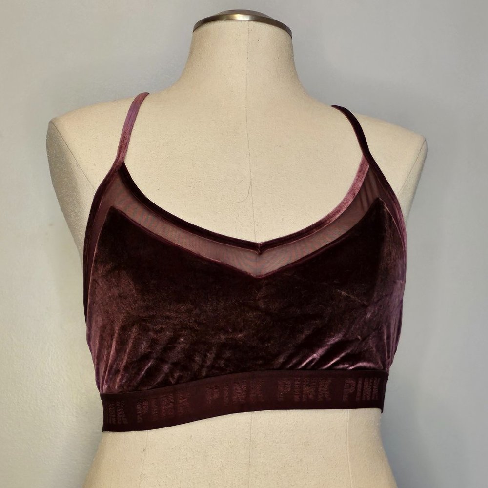 Victoria's Secret PINK Velour with mesh trip sports bra